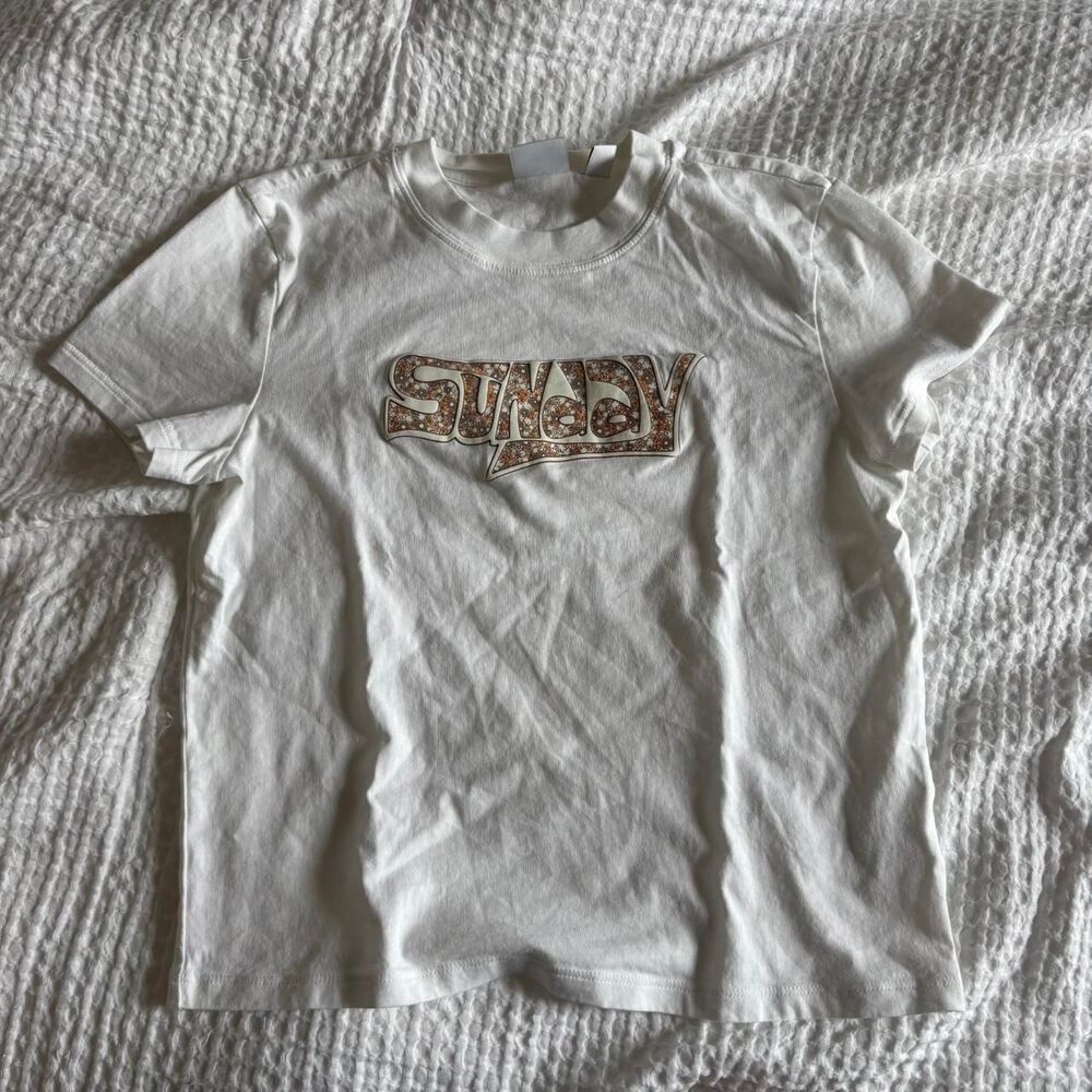 Aritzia Women's White and Cream T-shirt